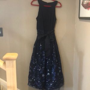 Beautiful black, blue & silver sparkly evening dre